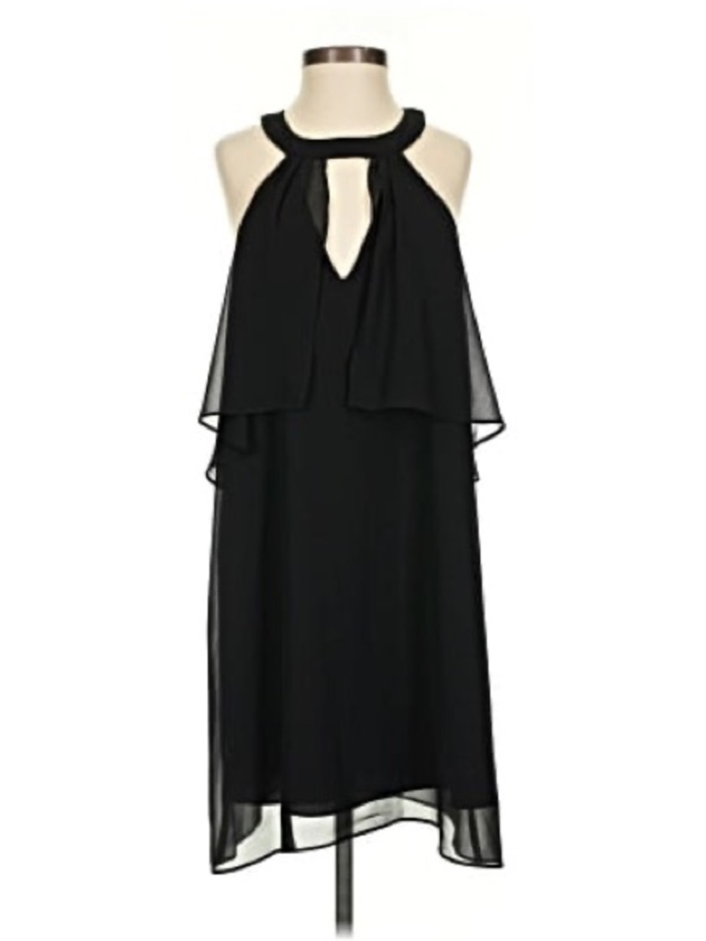 BCBGeneration Black Halter Keyhole Overlay Mini Dress